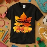 Thankful Autumn Leaves Thanksgiving Fall Kids T-Shirt thumb 3