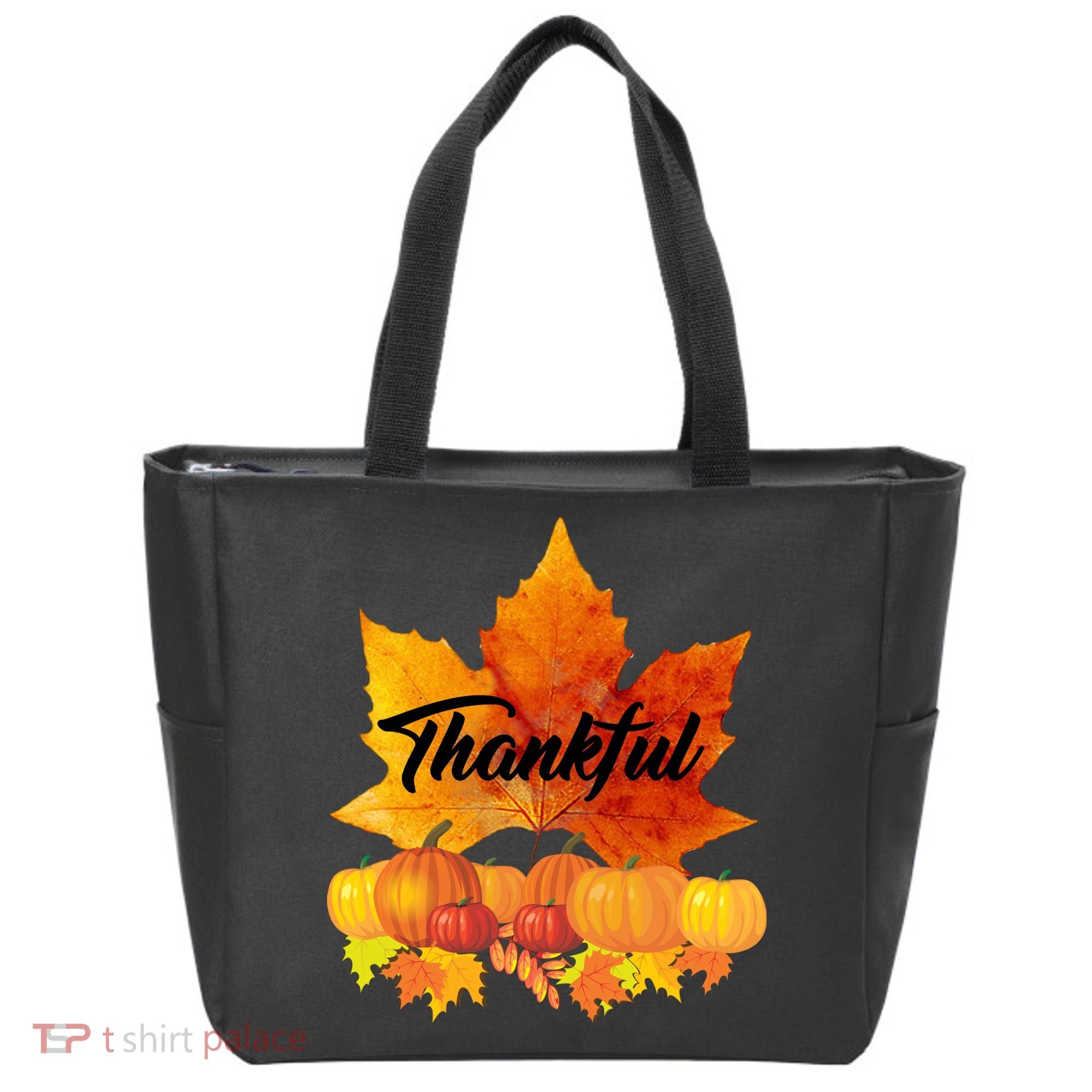 Thankful Autumn Leaves Thanksgiving Fall Tote Bag