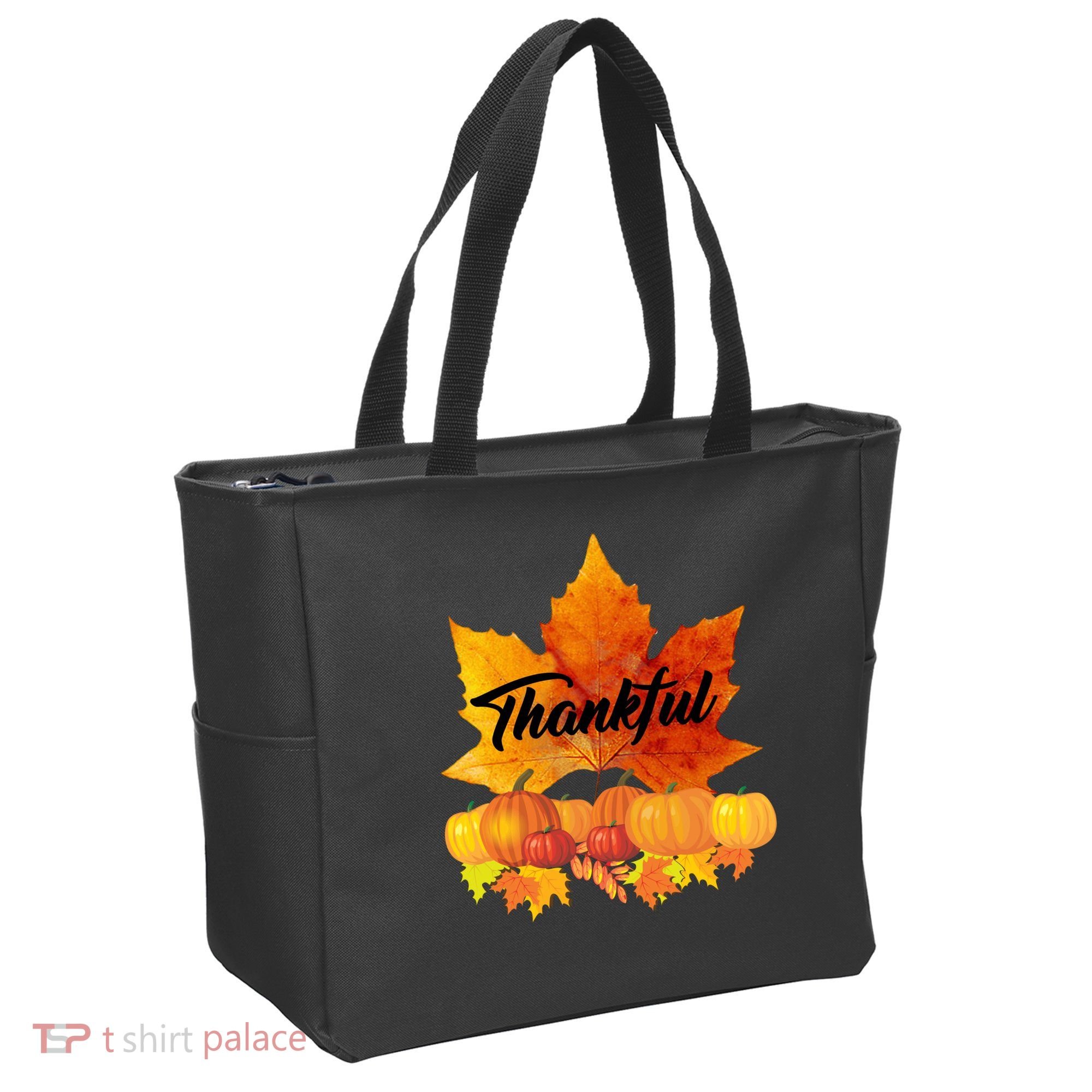 Thankful Autumn Leaves Thanksgiving Fall Tote Bag