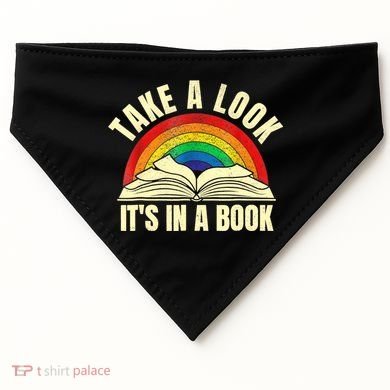 Take A Look It's In A Book Reading Vintage Retro Rainbow USA-Made Doggie Bandana