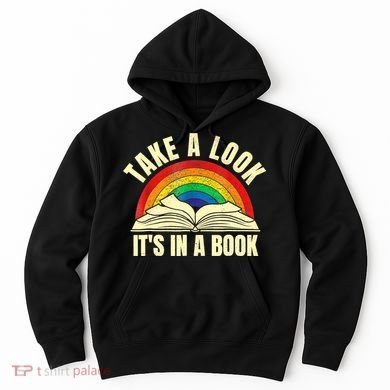 Take A Look It's In A Book Reading Vintage Retro Rainbow Hoodie