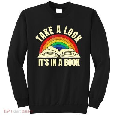Take A Look It's In A Book Reading Vintage Retro Rainbow Sweatshirt