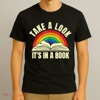 Take A Look It's In A Book Reading Vintage Retro Rainbow T-Shirt thumb 3