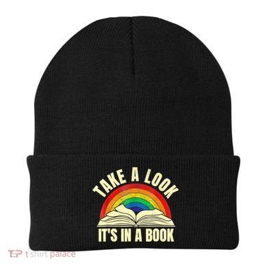 Take A Look It's In A Book Reading Vintage Retro Rainbow Beanie