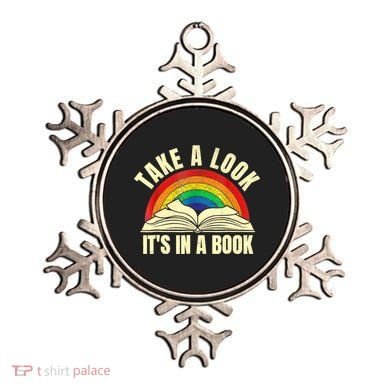 Take A Look It's In A Book Reading Vintage Retro Rainbow Ornament