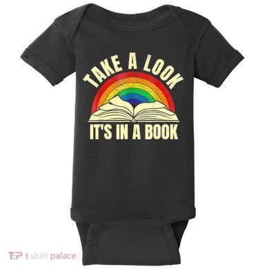 Take A Look It's In A Book Reading Vintage Retro Rainbow Baby Bodysuit