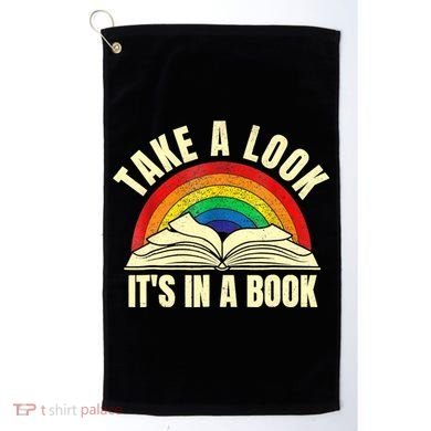 Take A Look It's In A Book Reading Vintage Retro Rainbow Golf Towel