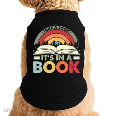 Take A Look Its In A Book Reading Vintage Retro Rainbow Doggie Tank