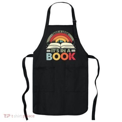 Take A Look Its In A Book Reading Vintage Retro Rainbow Apron