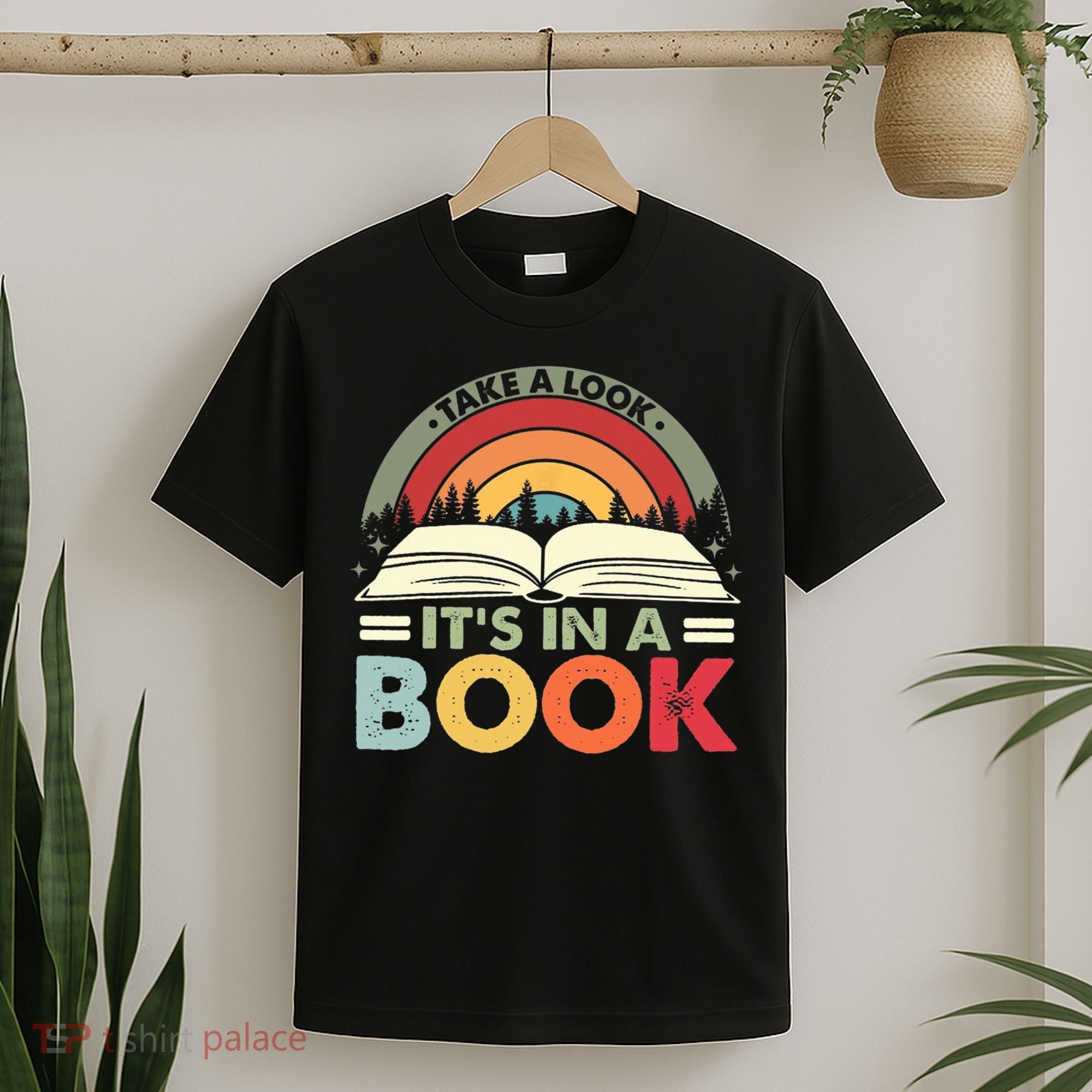 Take A Look Its In A Book Reading Vintage Retro Rainbow T-Shirt