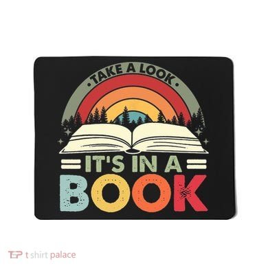 Take A Look Its In A Book Reading Vintage Retro Rainbow Mousepad