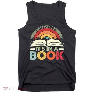 Take A Look Its In A Book Reading Vintage Retro Rainbow Tank Top