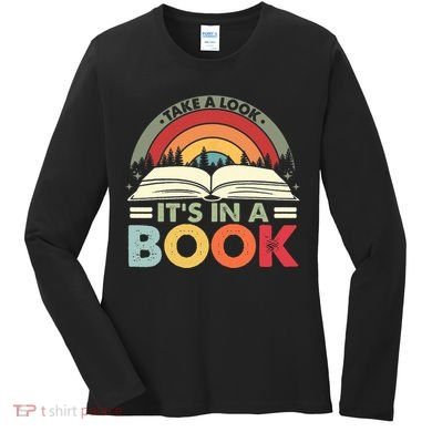Take A Look Its In A Book Reading Vintage Retro Rainbow Women's Long Sleeve Shirt