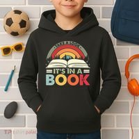 Take A Look Its In A Book Reading Vintage Retro Rainbow Kids Hoodie thumb 2
