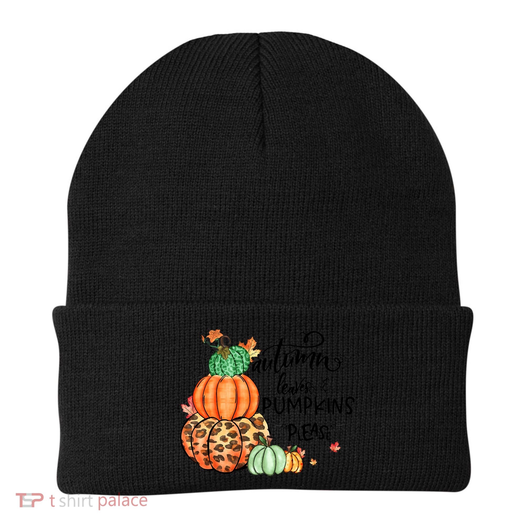Thanksgiving Autumn Leaves And Pumpkins Please Fall Lover Beanie