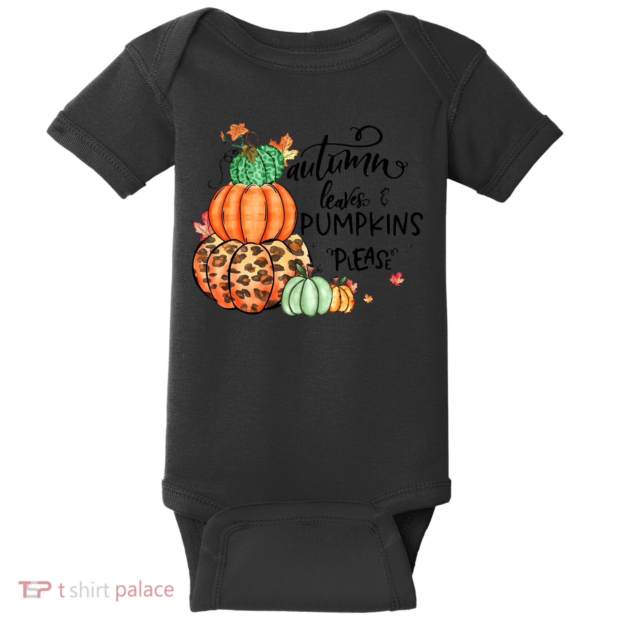 Thanksgiving Autumn Leaves And Pumpkins Please Fall Lover Baby Bodysuit