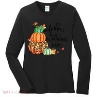 Thanksgiving Autumn Leaves And Pumpkins Please Fall Lover Women's Long Sleeve Shirt thumb 0