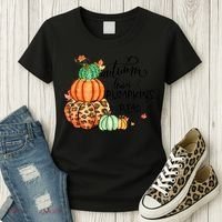 Thanksgiving Autumn Leaves And Pumpkins Please Fall Lover Women's T-Shirt thumb 3