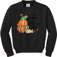 Thanksgiving Autumn Leaves And Pumpkins Please Fall Lover Kids Sweatshirt thumb 0
