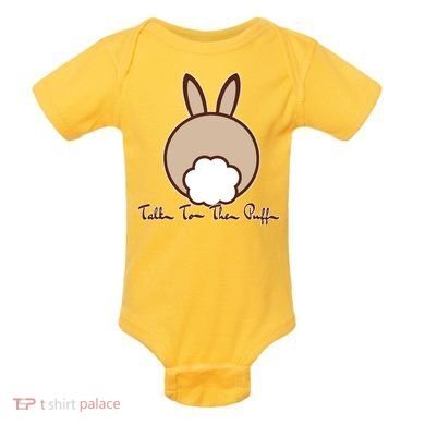 Talk To The Puff Funny Easter Bunny Baby Bodysuit