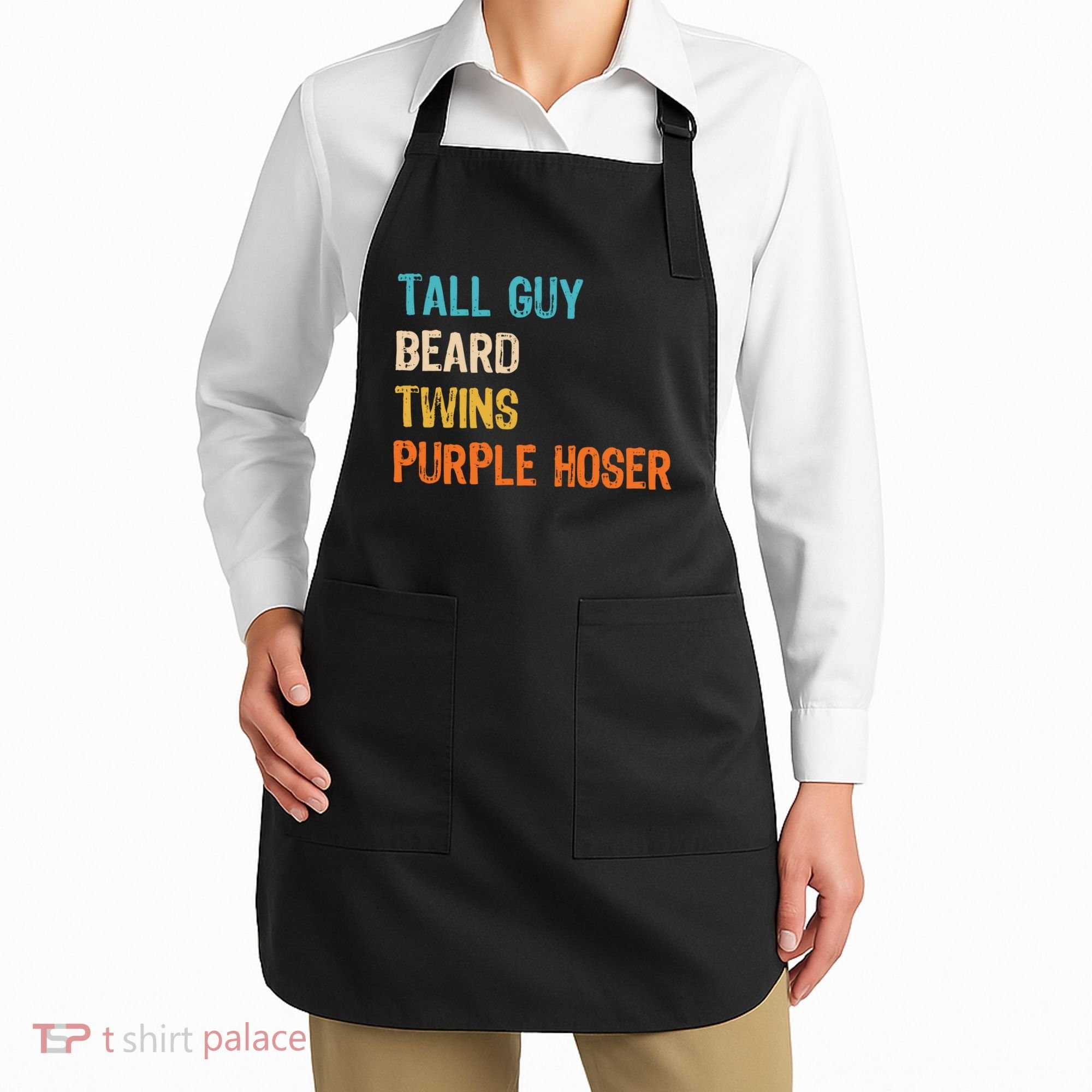 Tall Guy Beard Twins Purple Hoser Apron