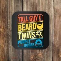 Tall Guy Beard Twins Purple Hoser Funny Coaster thumb 0