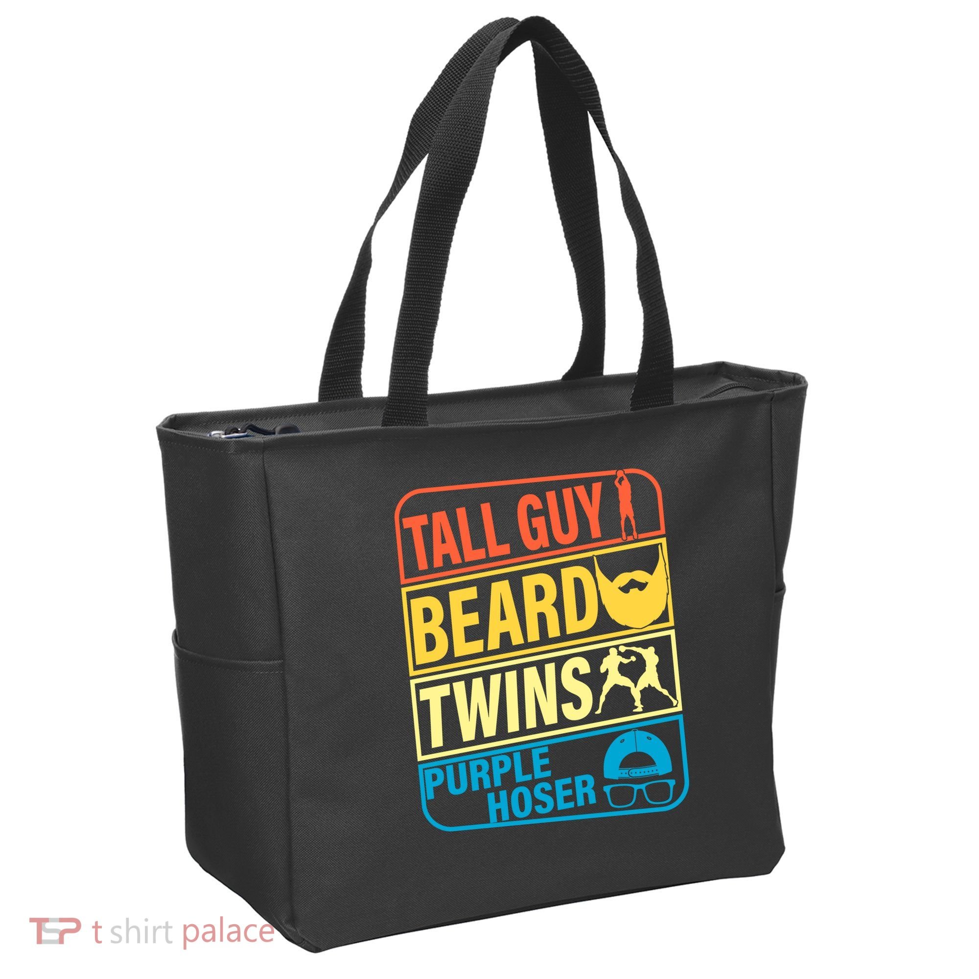 Tall Guy Beard Twins Purple Hoser Funny Tote Bag