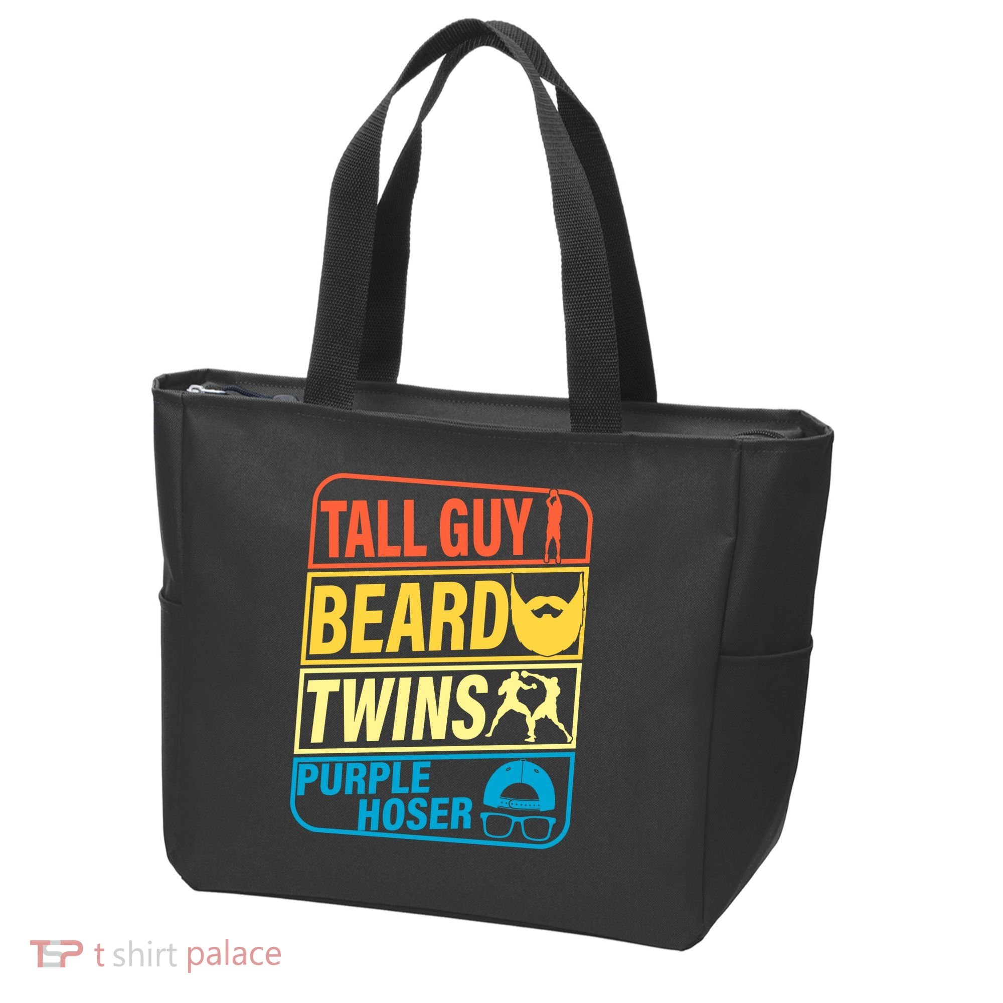 Tall Guy Beard Twins Purple Hoser Funny Tote Bag