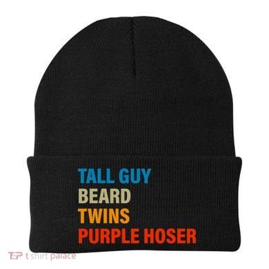 Tall Guy Beard Twins Purple Hoser Funny Meme Beanie