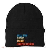 Tall Guy Beard Twins Purple Hoser Funny Meme Beanie thumb 0