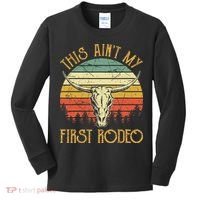 This AinT My First Rodeo Southern Western Bull Skull Kids Long Sleeve Shirt thumb 0