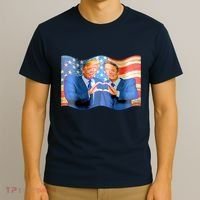 Trump And Musk One Heart Team Funny United States Flag T-Shirt thumb 3