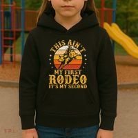 This AinT My First Rodeo ItS My Second Bull Riding Art Kids Hoodie thumb 3