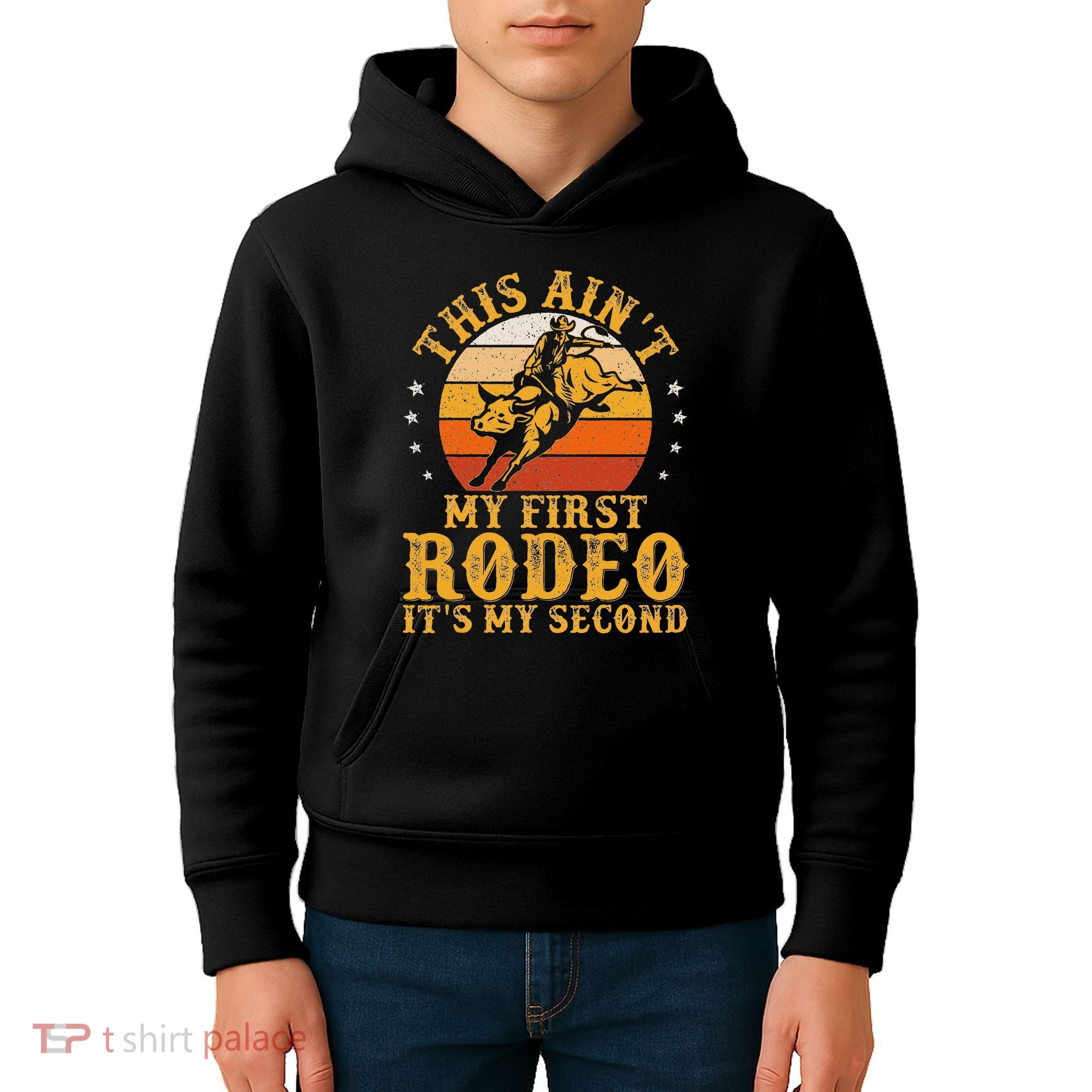 This AinT My First Rodeo ItS My Second Bull Riding Art Kids Hoodie
