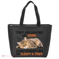 The Are Making Me Work Even Though I Am So Sleepy And Tired Cute Cat Tote Bag thumb 0