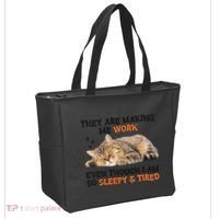 The Are Making Me Work Even Though I Am So Sleepy And Tired Cute Cat Tote Bag thumb 2