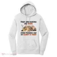 The Are Making Me Work Even Though I Am So Sleepy And Tired Cute Cat Women's Hoodie thumb 0
