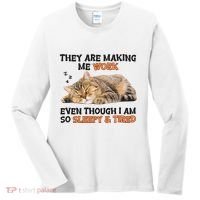 The Are Making Me Work Even Though I Am So Sleepy And Tired Cute Cat Women's Long Sleeve Shirt thumb 0