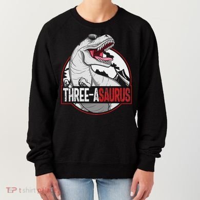 Three Asaurus Matching Family Dinosaur 3rd Birthday Women's Sweatshirt