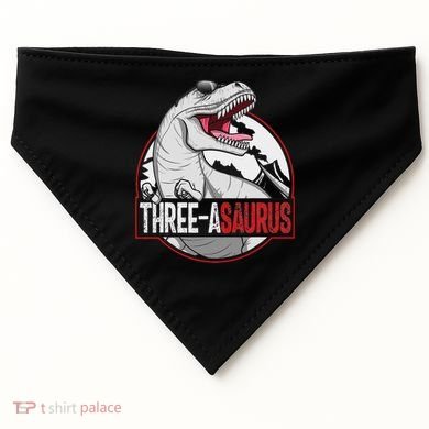 Three Asaurus Matching Family Dinosaur 3rd Birthday USA-Made Doggie Bandana