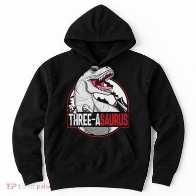 Three Asaurus Matching Family Dinosaur 3rd Birthday Hoodie