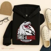 Three Asaurus Matching Family Dinosaur 3rd Birthday Hoodie thumb 4
