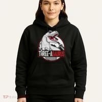 Three Asaurus Matching Family Dinosaur 3rd Birthday Hoodie thumb 5