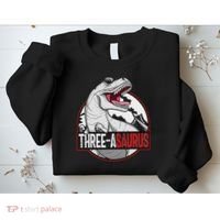 Three Asaurus Matching Family Dinosaur 3rd Birthday Sweatshirt thumb 2