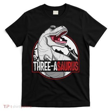 Three Asaurus Matching Family Dinosaur 3rd Birthday T-Shirt