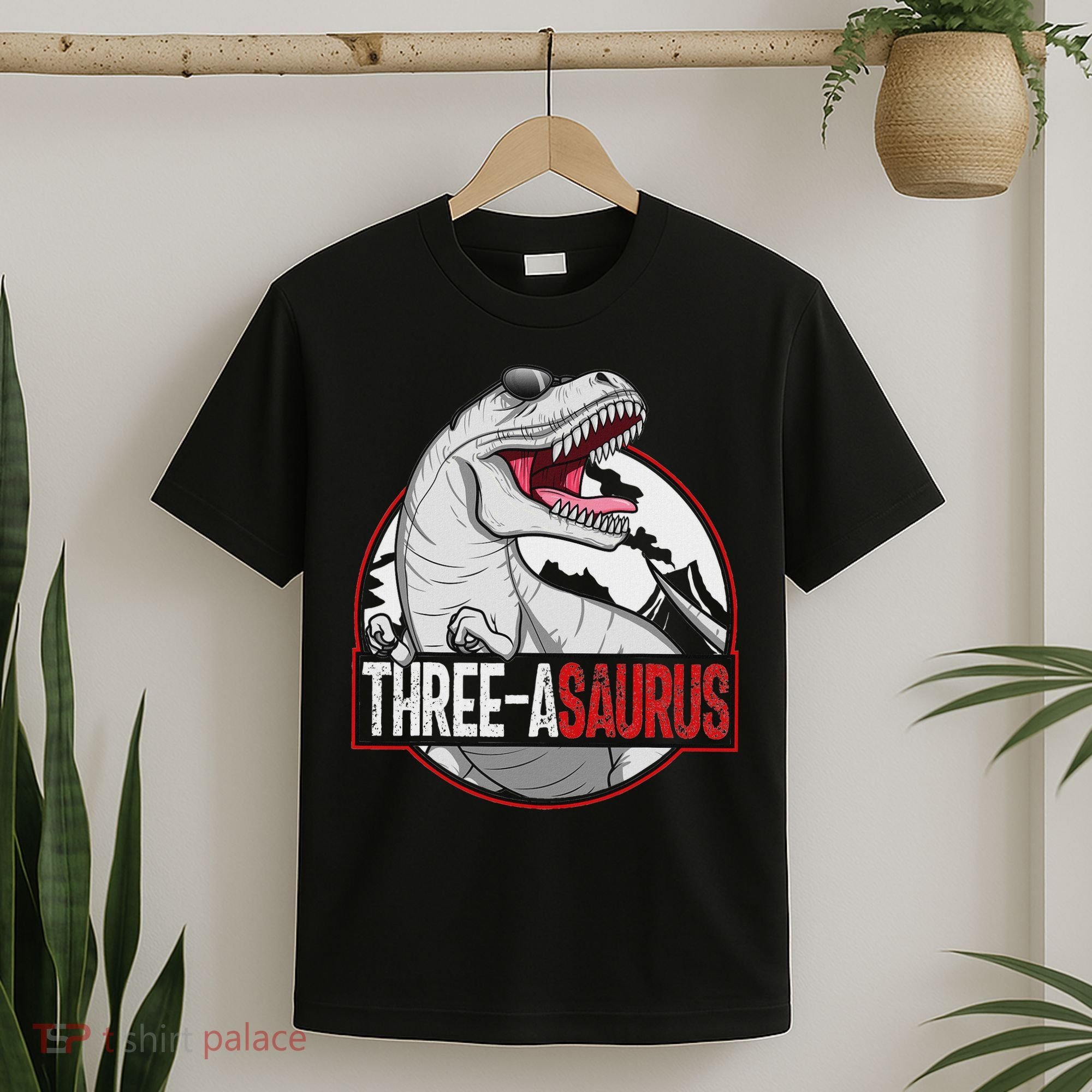 Three Asaurus Matching Family Dinosaur 3rd Birthday T-Shirt