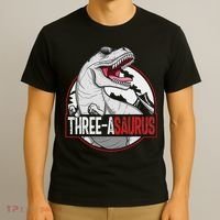 Three Asaurus Matching Family Dinosaur 3rd Birthday T-Shirt thumb 3