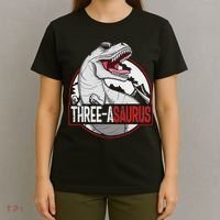 Three Asaurus Matching Family Dinosaur 3rd Birthday T-Shirt thumb 4