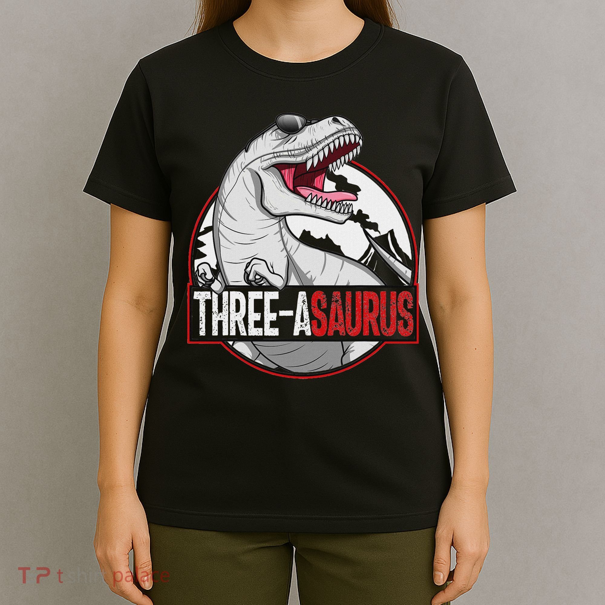 Three Asaurus Matching Family Dinosaur 3rd Birthday T-Shirt