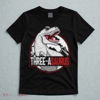 Three Asaurus Matching Family Dinosaur 3rd Birthday T-Shirt thumb 5